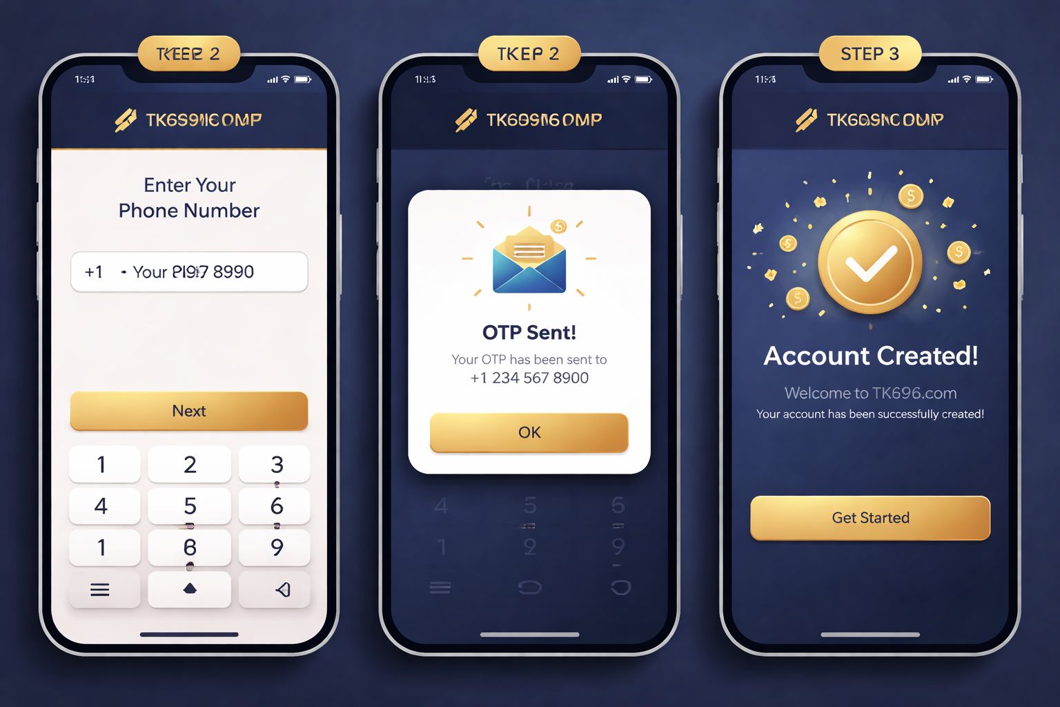 TK696 COM Sign-In Process on Mobile
